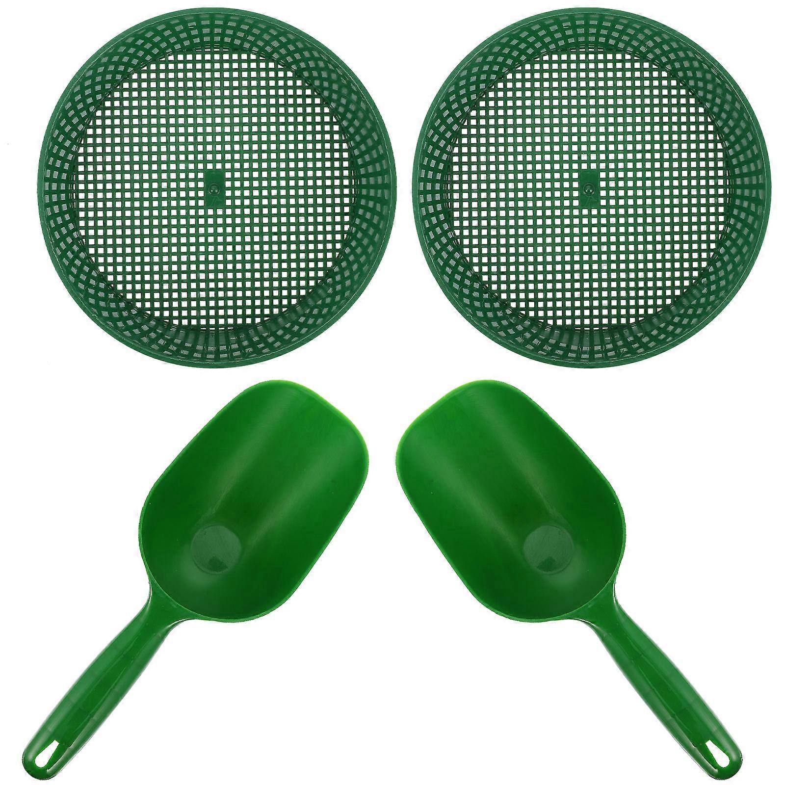 Portable Soil Sieve for Gardening Plastic Green Color Lightweight Durable 1 Set
