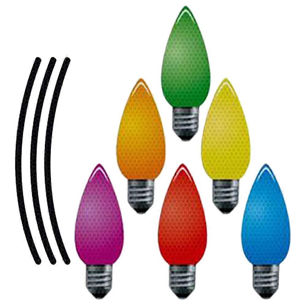 Bulb Shaped Magnetic Stickers for Car and Home Decor Reflective and Assorted Colors 1 Set