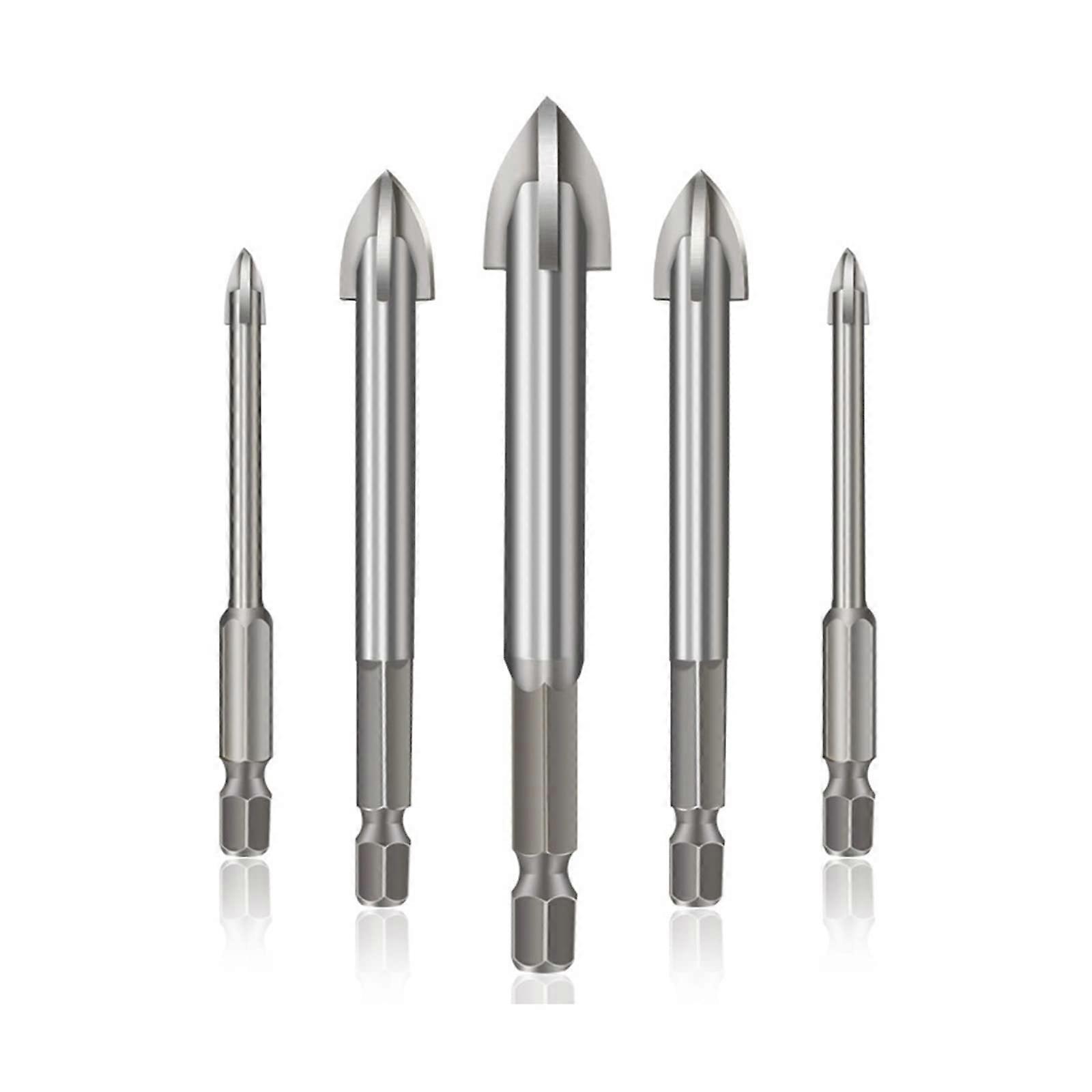 5Piece Masonry Drill Bit Set 3–7 mm Hex Shank for Tile Concrete Brick Glass