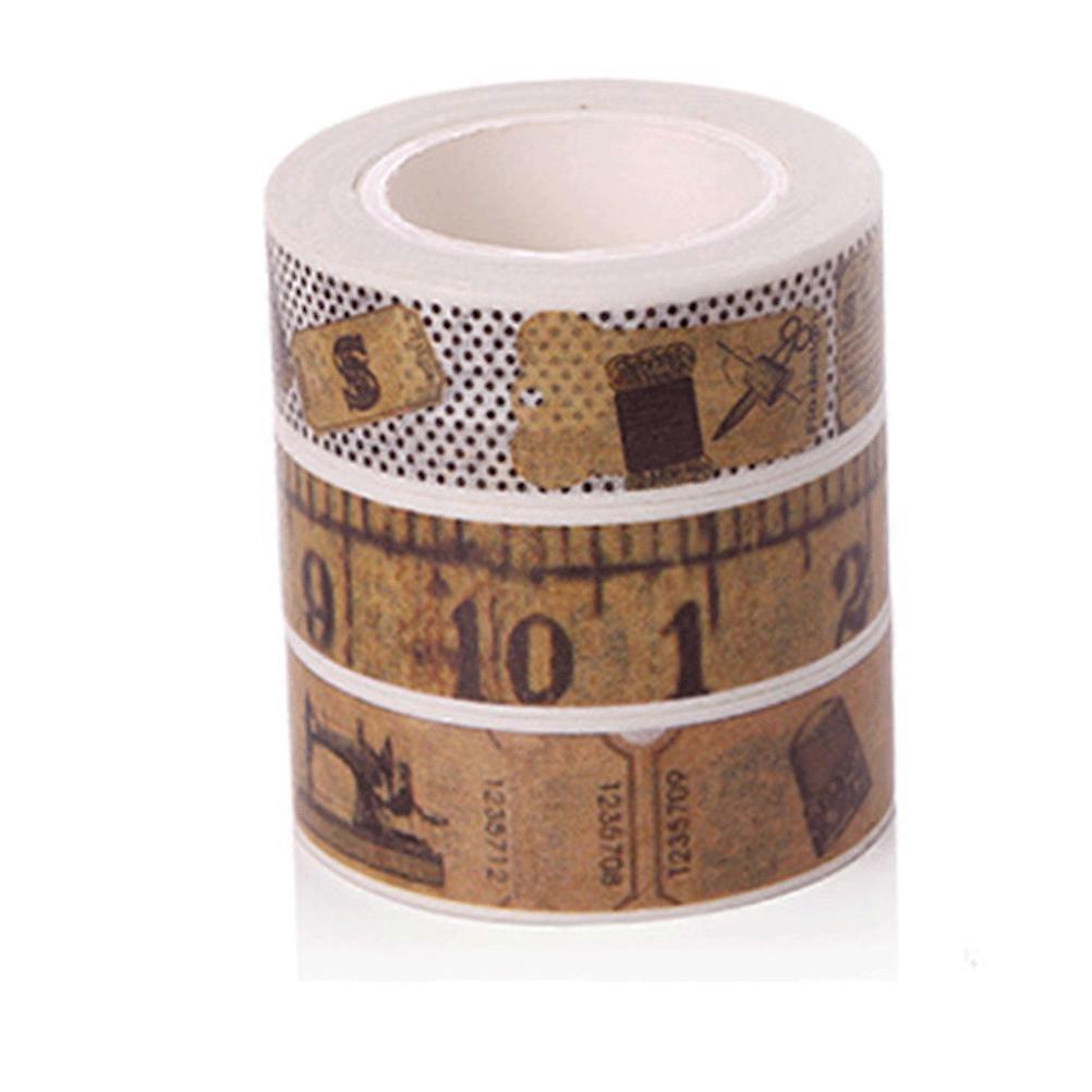 Washi Tape Rolls Vintage Ruler Pattern Design Diy Craft Decorative Scrapbooking Gift Packaging Party 1000*15cm 3Pcs