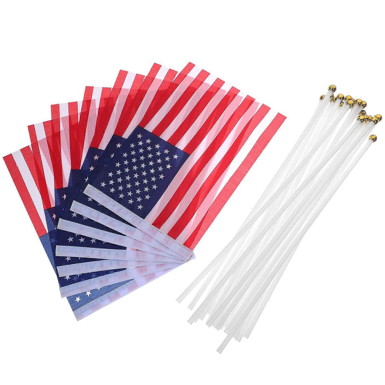 American Mini Flag Handheld Flags Patriotic Events Polyester 14x21CM 25Pcs