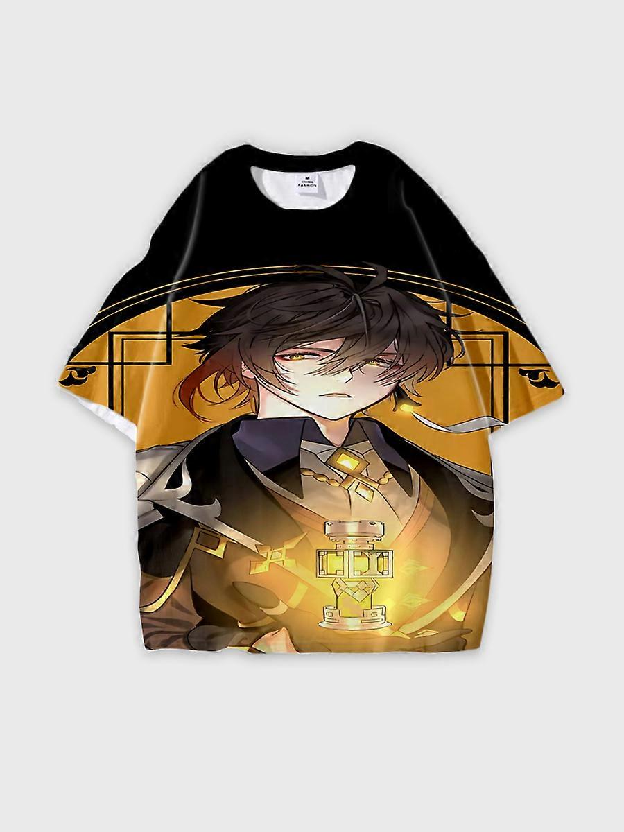 T-shirt round neck Role Pattern loose short sleeve D255