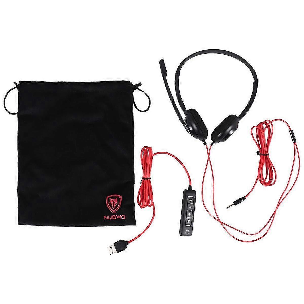 NUBWO USB Headset with Noise Cancelling Microphone for PS5 Laptop Computer, On-Ear Wired Office Call