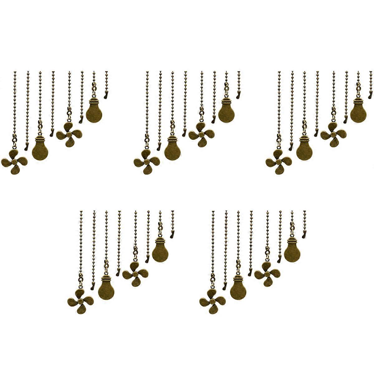 4Pcs Ceiling Fan Pull Chain Set,Bulb and Fan Pattern Pull Chain Extension Fan Pull Chain Pendant 12