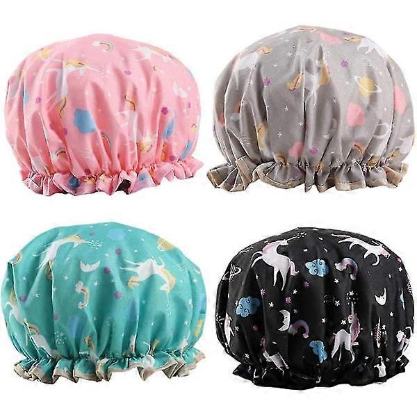 4-pack unicorn cap; reusable waterproof cap with two layers; reusable.
