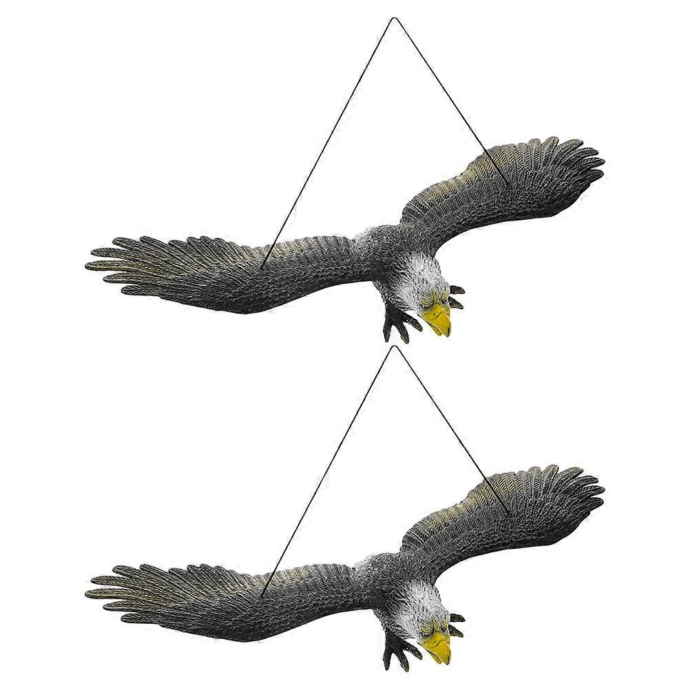 Dark Grey PVC Eagle Decor Statue with Realistic Design for Home and Garden Decoration 2pcs