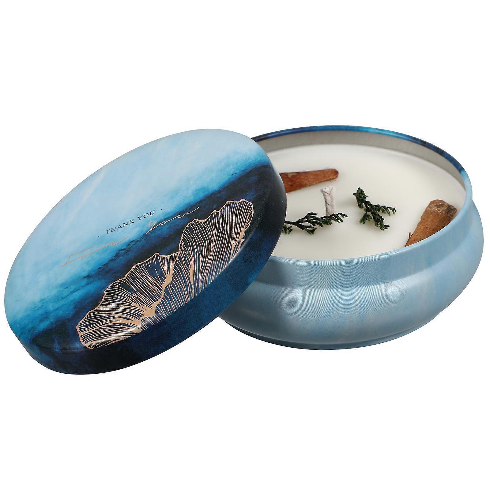 Scented Pillar Candles Fragrance Diffusion Small Scented Candles Blue High-End Printing Container 8.5X8.5X3.6CM Car Aromatherapy 1Pc