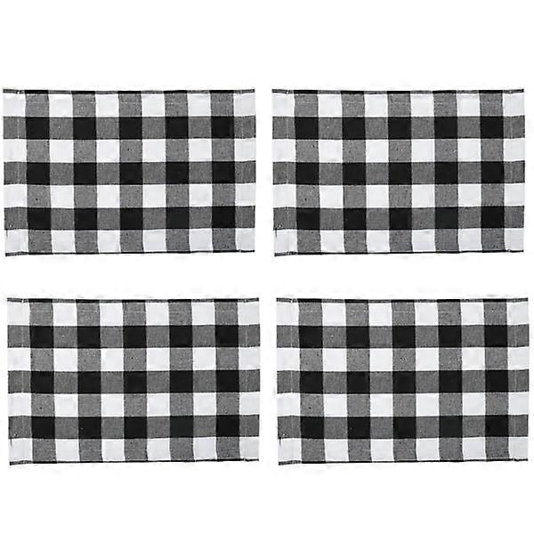 Christmas table mats, 4-pack plaid table mats reversible plaid table mats for Christmas table home decor (style 2)