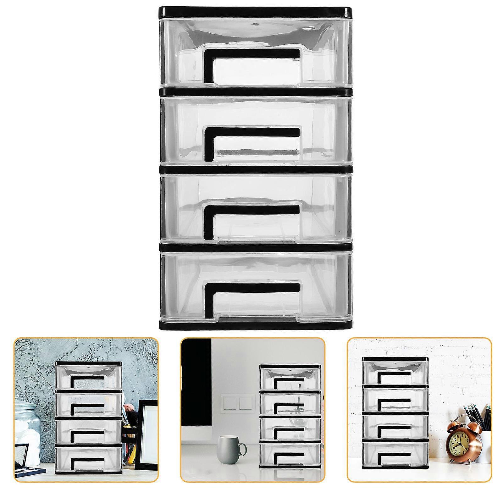 Office Desk Organizer Drawer Type Black and Transparent Makeup Tools Tidy Organization 25.20X21.10X15.20CM 1Pack