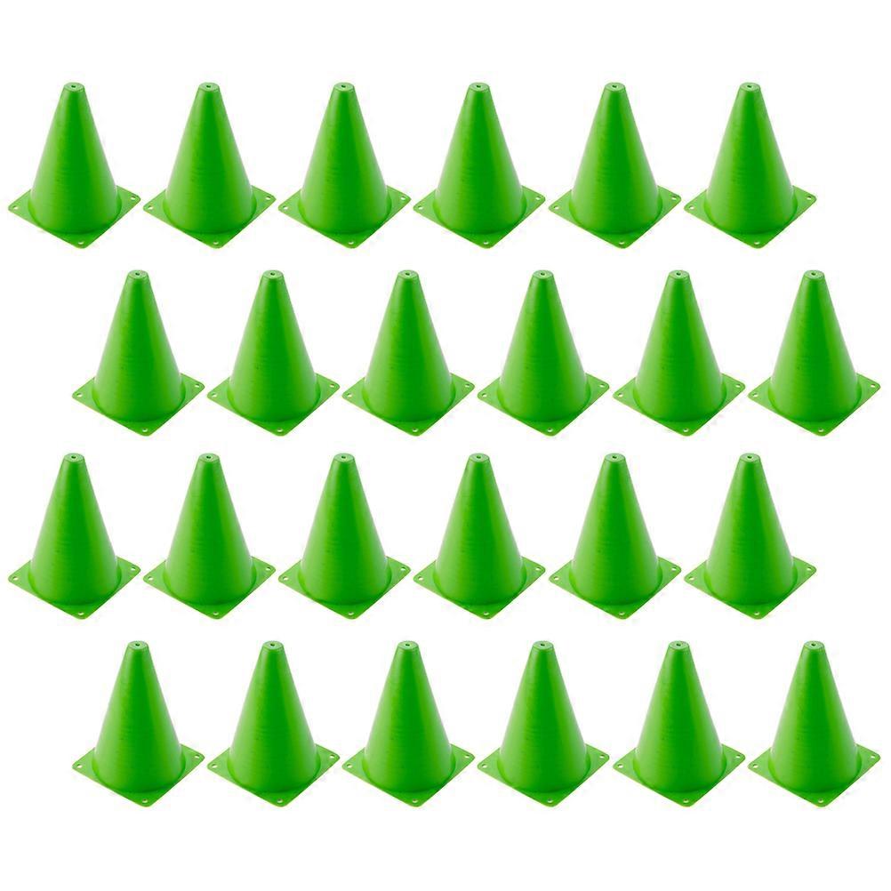 24pcs Green Traffic Cones for Football Training Durable Plastic Roadblock Cones with Unique Shape Design for Sports Agility Practice