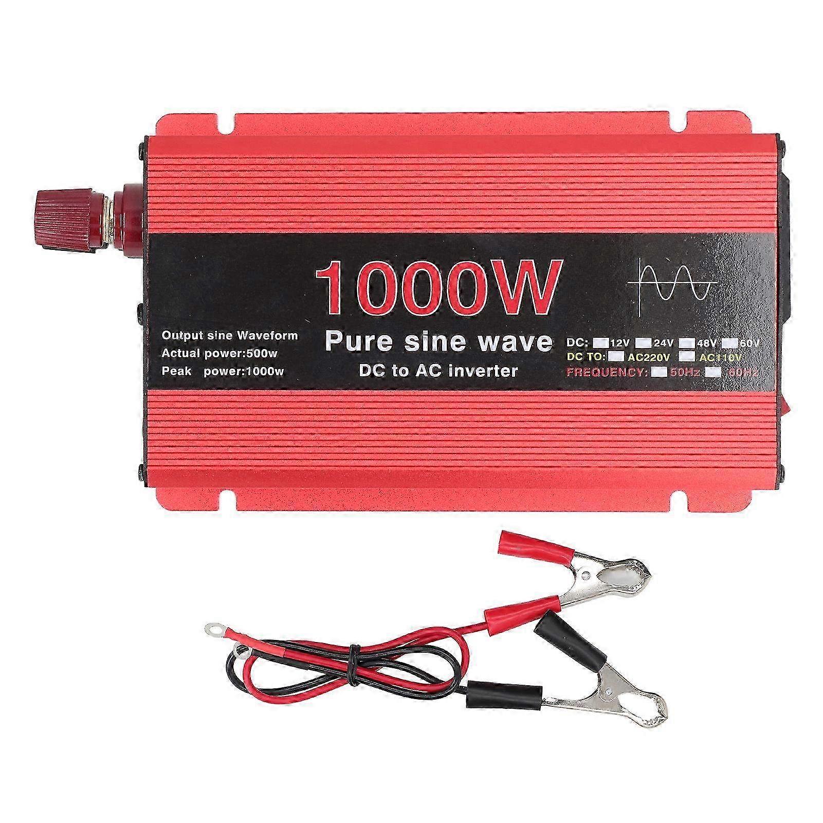 1000W Pure Sine Wave Power Inverter - DC 12V to AC 220V with Overload Protection for Solar, Wind, & Car Power Applications