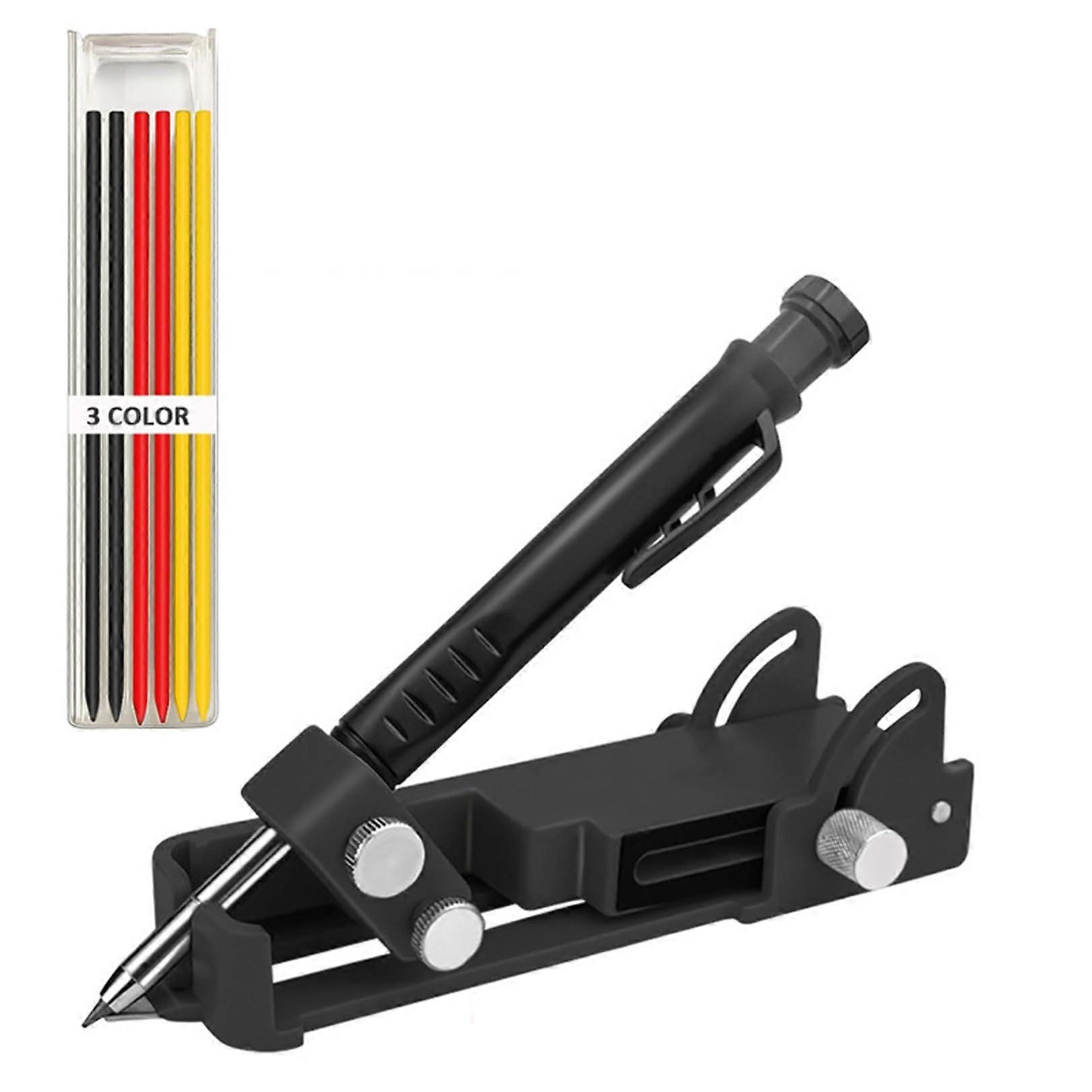Deep Hole Pencil Contour Gauge Multifunctional Scribing Tool Construction Pencil Profile Scribing Ruler Durable Black