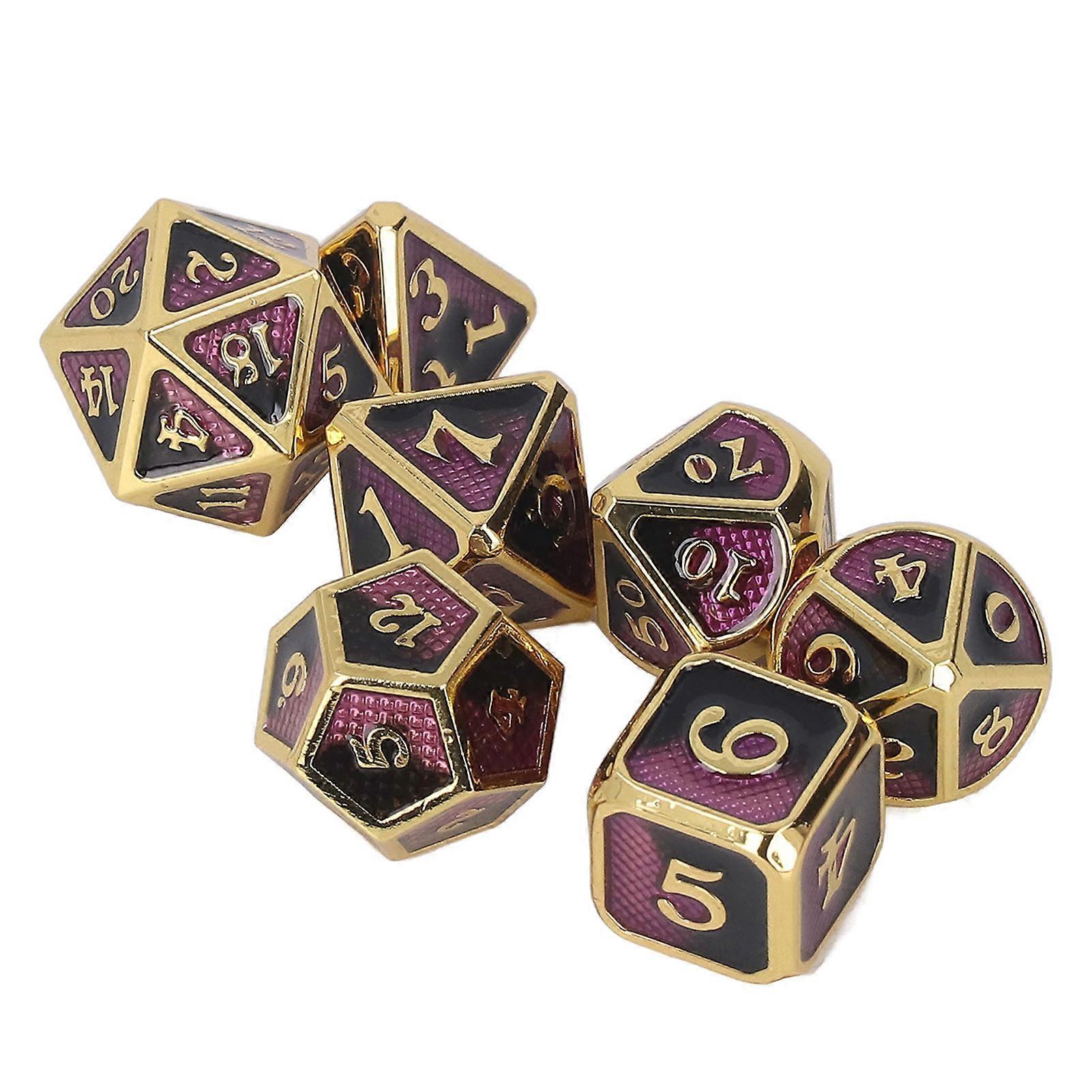7pcs Metal Dice Set Men Women Holiday Party Tabletop Funny Polyhedral Dice Props for Card Game Type 2