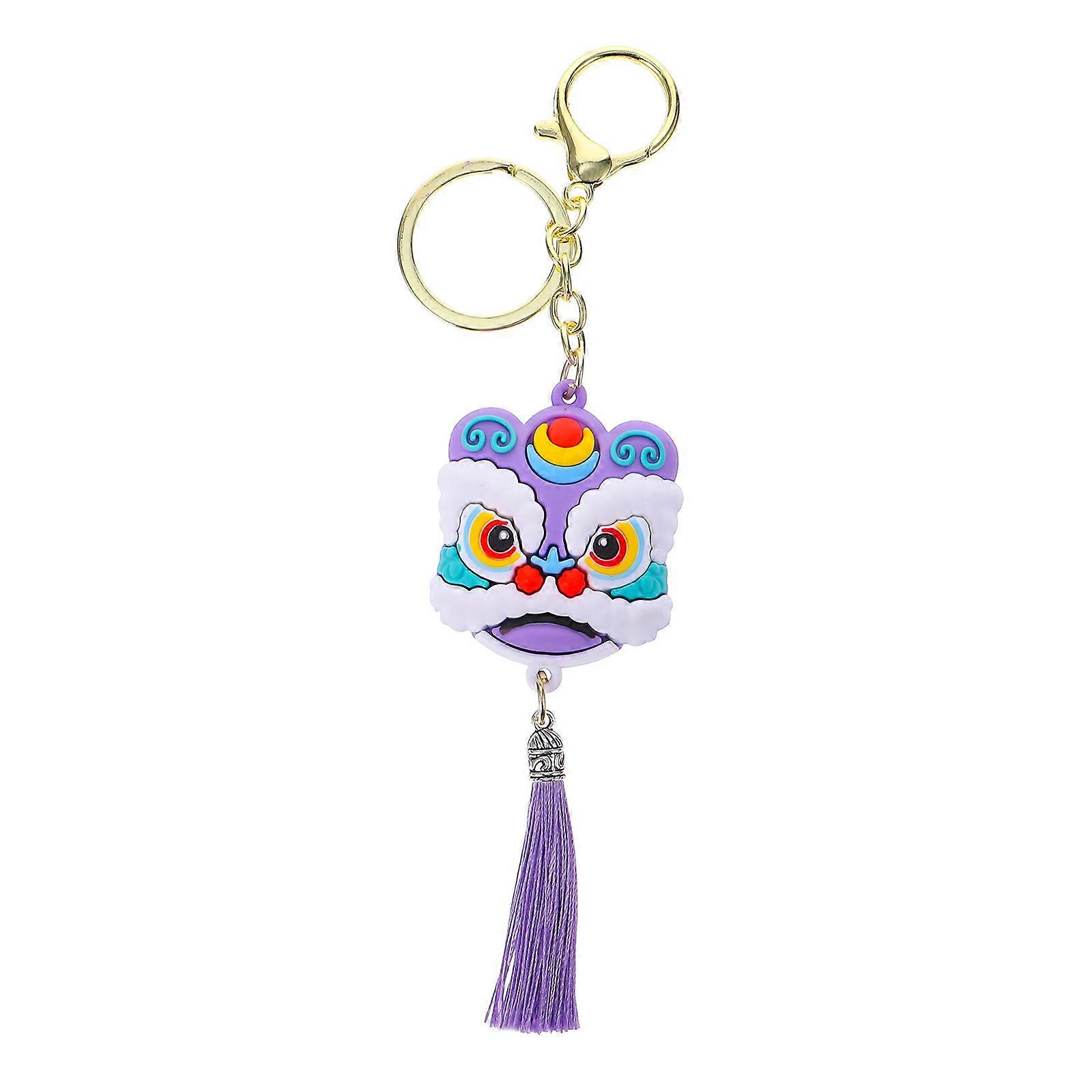 Cute Lion Head Shaped Key Ring for Girls Daily Use Featuring Durable Pvc Material 1Set