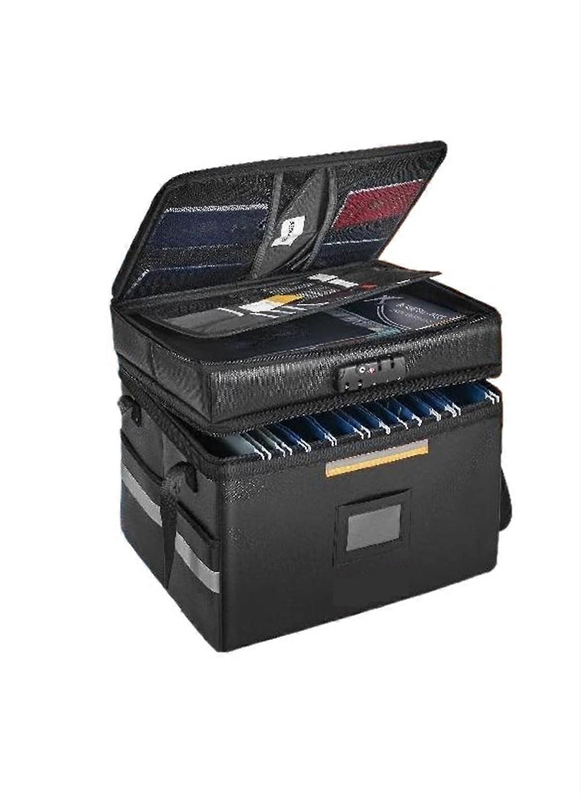 Fireproof Document Bag with Lock, 2000 ℉, 3-Layer Fireproof Waterproof Zippered File Box for Money Documents and Jewelry, UK Box Type