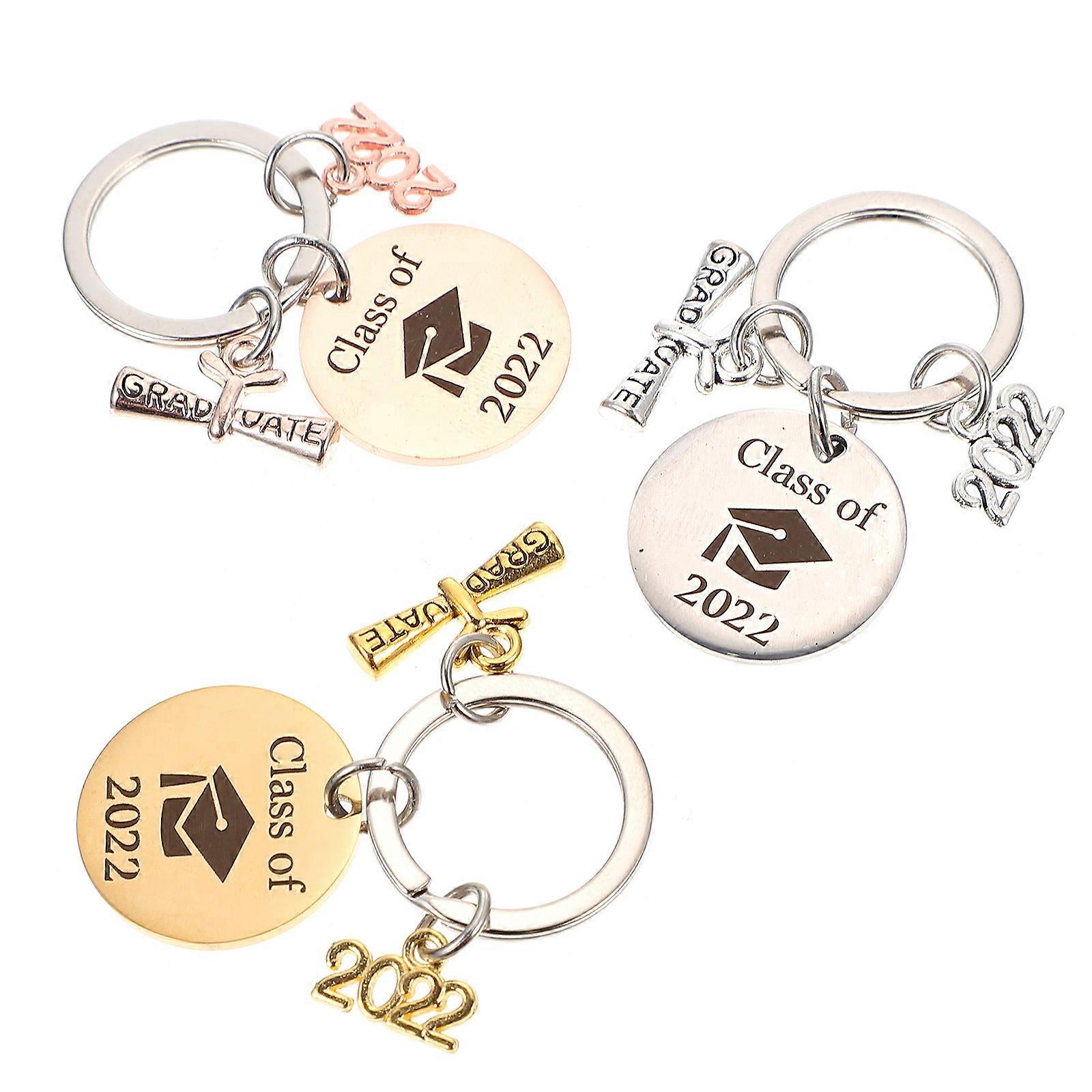 Graduation Theme Keychains 2022 Graduation Key Rings Perfect Friends Assorted Color Meaningful Design 3Pcs