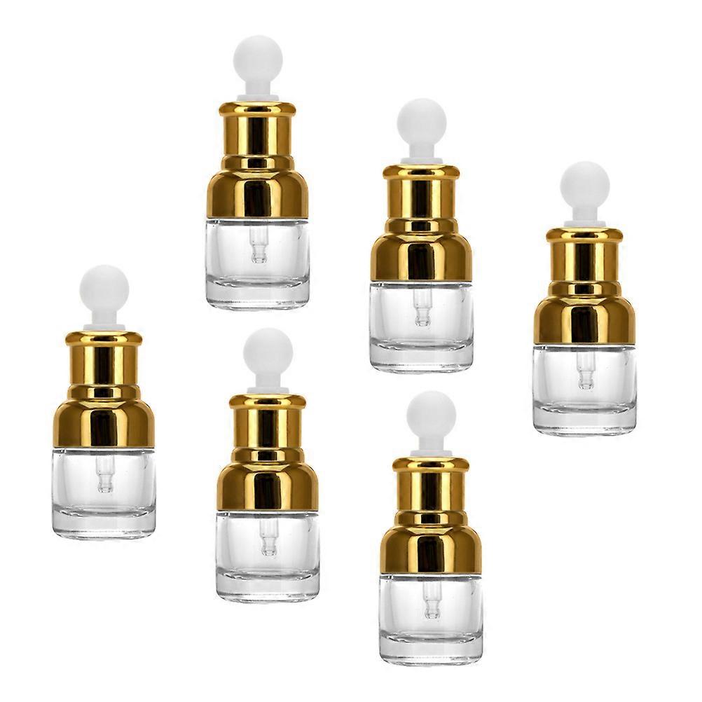 6pcs Refillable Essential Oil Dropper Bottles with Gold Caps for Perfume, Aromatherapy & DIY Blends – Glass Containers for Easy Measurement and