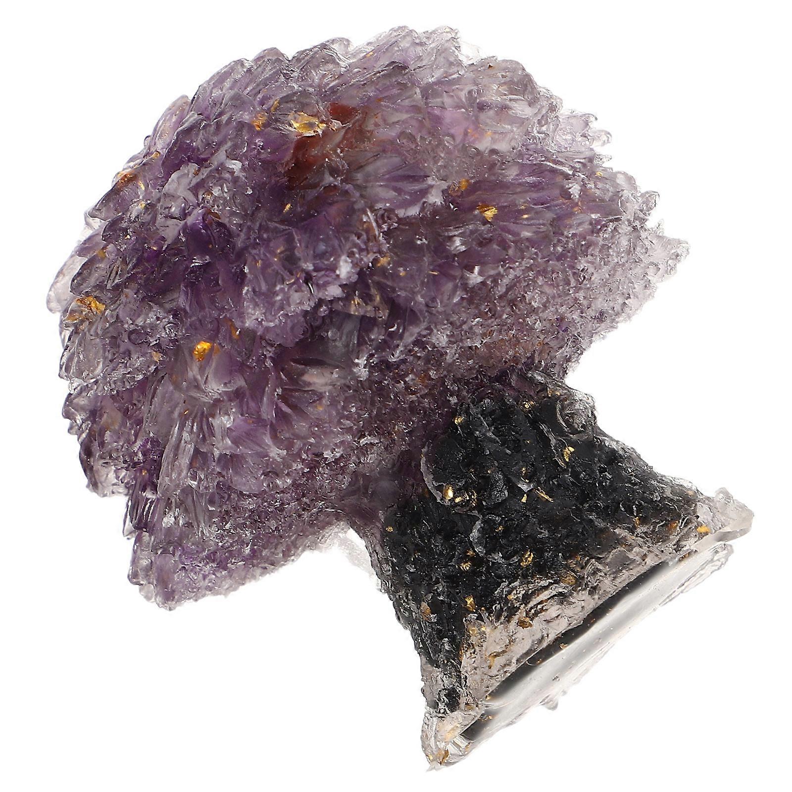 Purple Crystal Wealth Tree Ornament Unique Miniature Bonsai Decor Home Office 5X5X4.30CM 1Pack