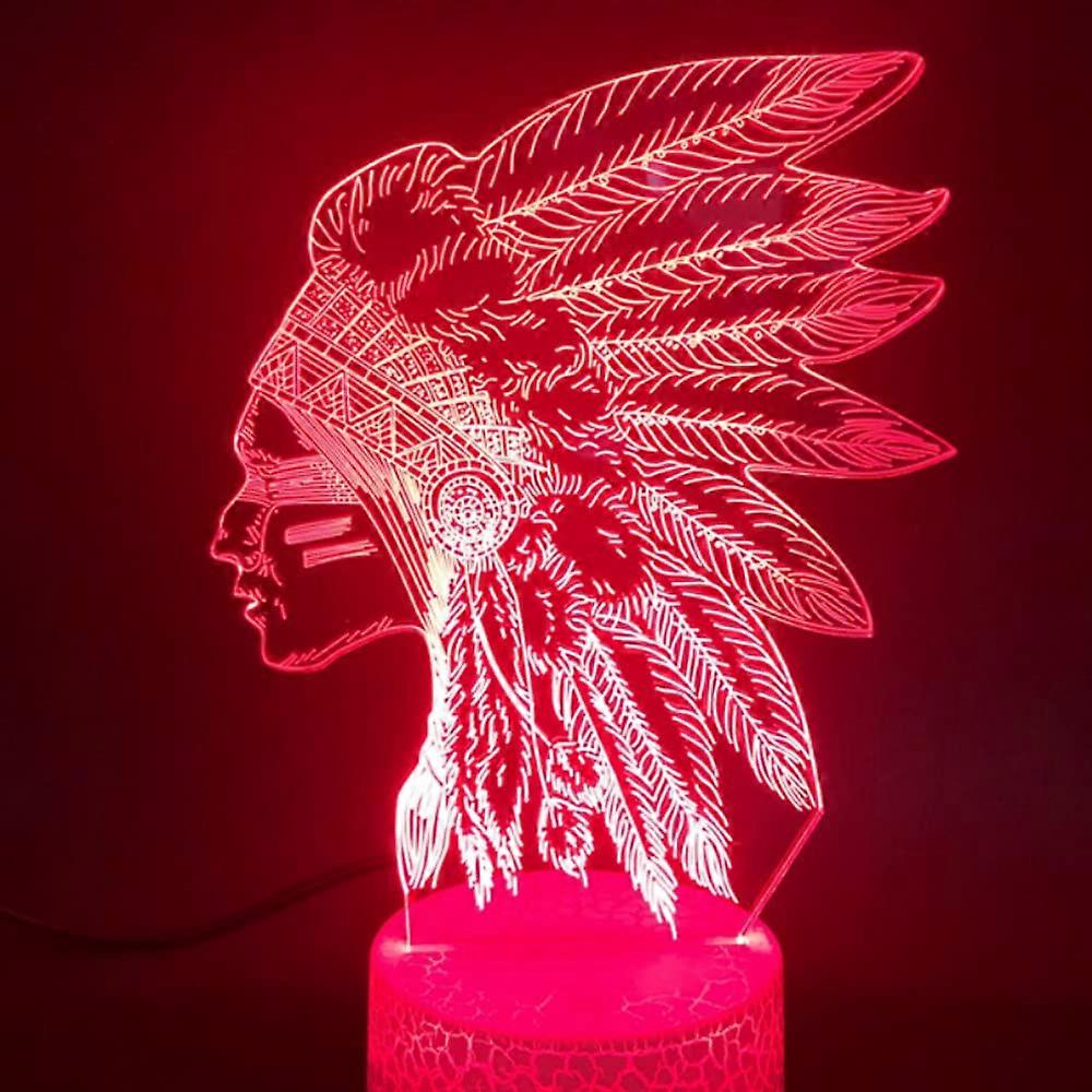 3D Old Indian Lamp Optical Illusion Night Light 7 Color Changing Touch Switch Acrylic Panel USB Cable Included Desk Lamp