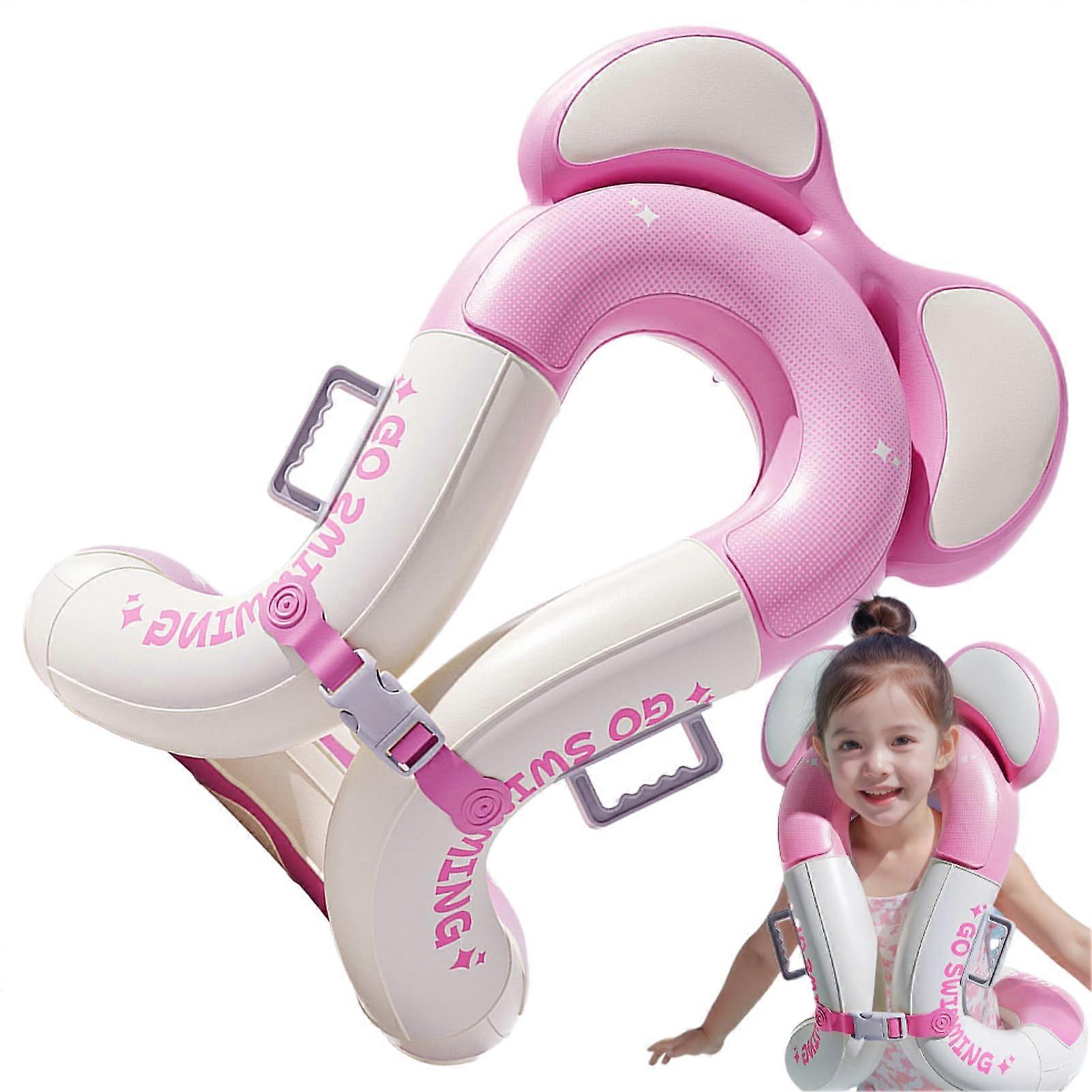 Swim Vest Swimming Aid for Pool Inflatable Swim Vest for Children Aged 3 to 15 Years for Swimming in the Sea and Pool, Pink