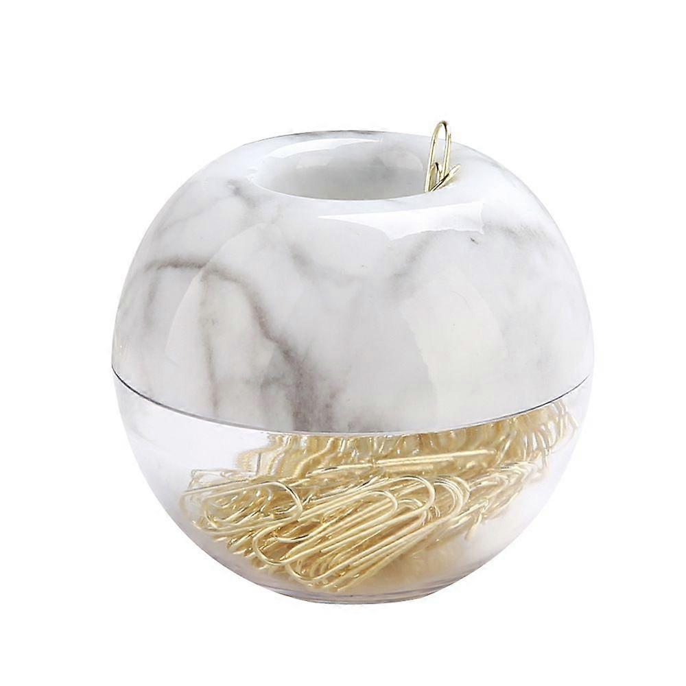 1 set of 100 gold paper clips with marble white storage box, 28mm office stationery metal clips, suitable for file organization and daily storage