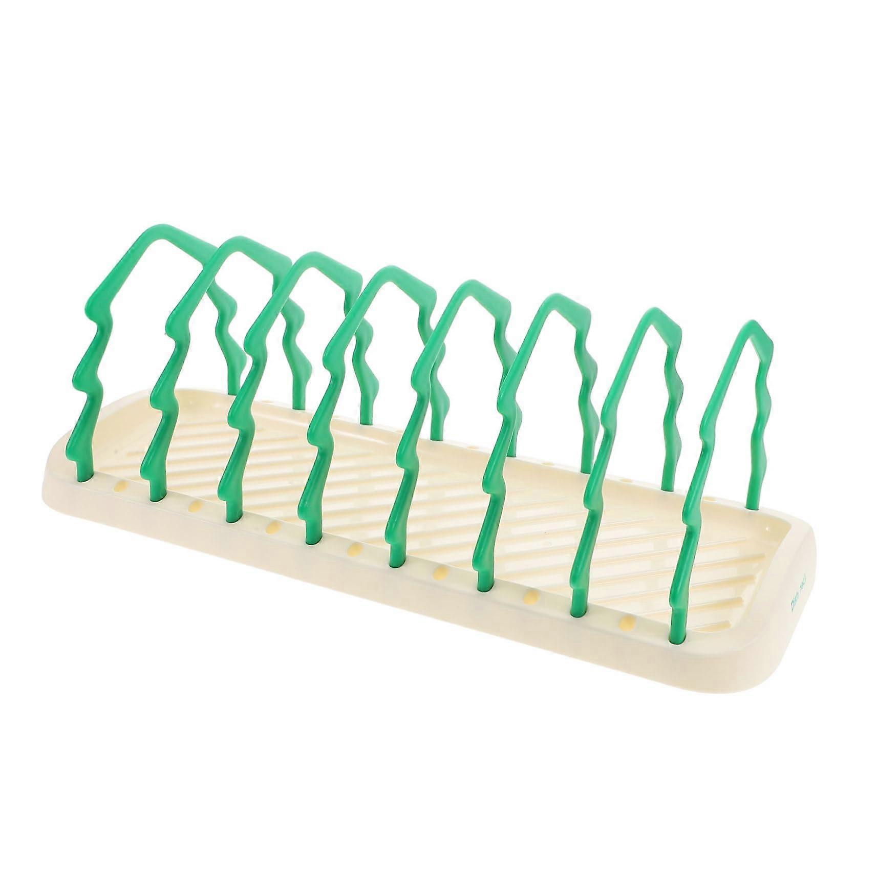 Dish Drying Rack Small Plastic Green Plate Organizer for Cupboard Bowl Holder Compact Kitchen Storage Solution