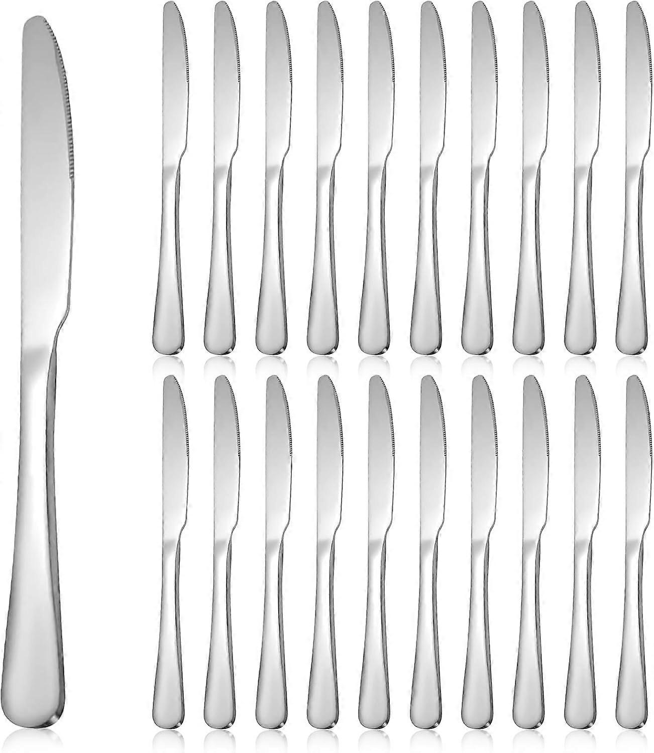 Dinner Knives Set of 12, Heavy Duty Stainless Steel Table Knives, 23.2CM Length, High Polished Silver Design, Dishwasher Safe