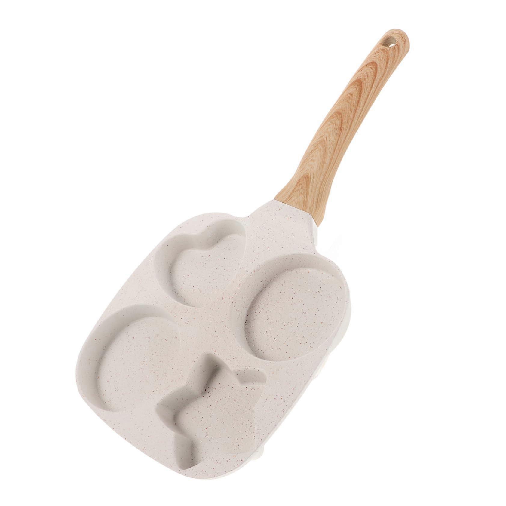 Nonstick Egg Frying Pan Small Divided Cooking Pan with Scald Handle for Eggs Pancakes Compatible with All Stove Tops