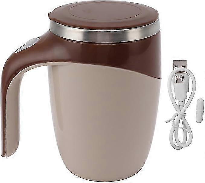Automatic Magnetic Stirrer Coffee Mug (380ML), USB Rechargeable Self-Frozen Mug Electric Mixing Cup for Milk Cocoa on Office Kitchen Travel (Brown) SZ