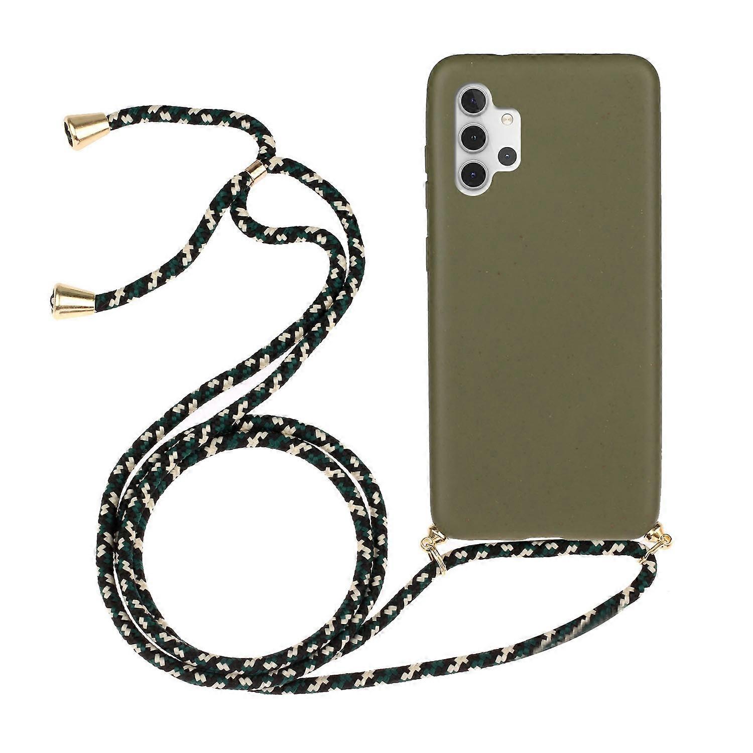 Eco-Friendly Natural Wheat Straw Soft TPU Phone Case with Multi-function Strap for Samsung Galaxy A3