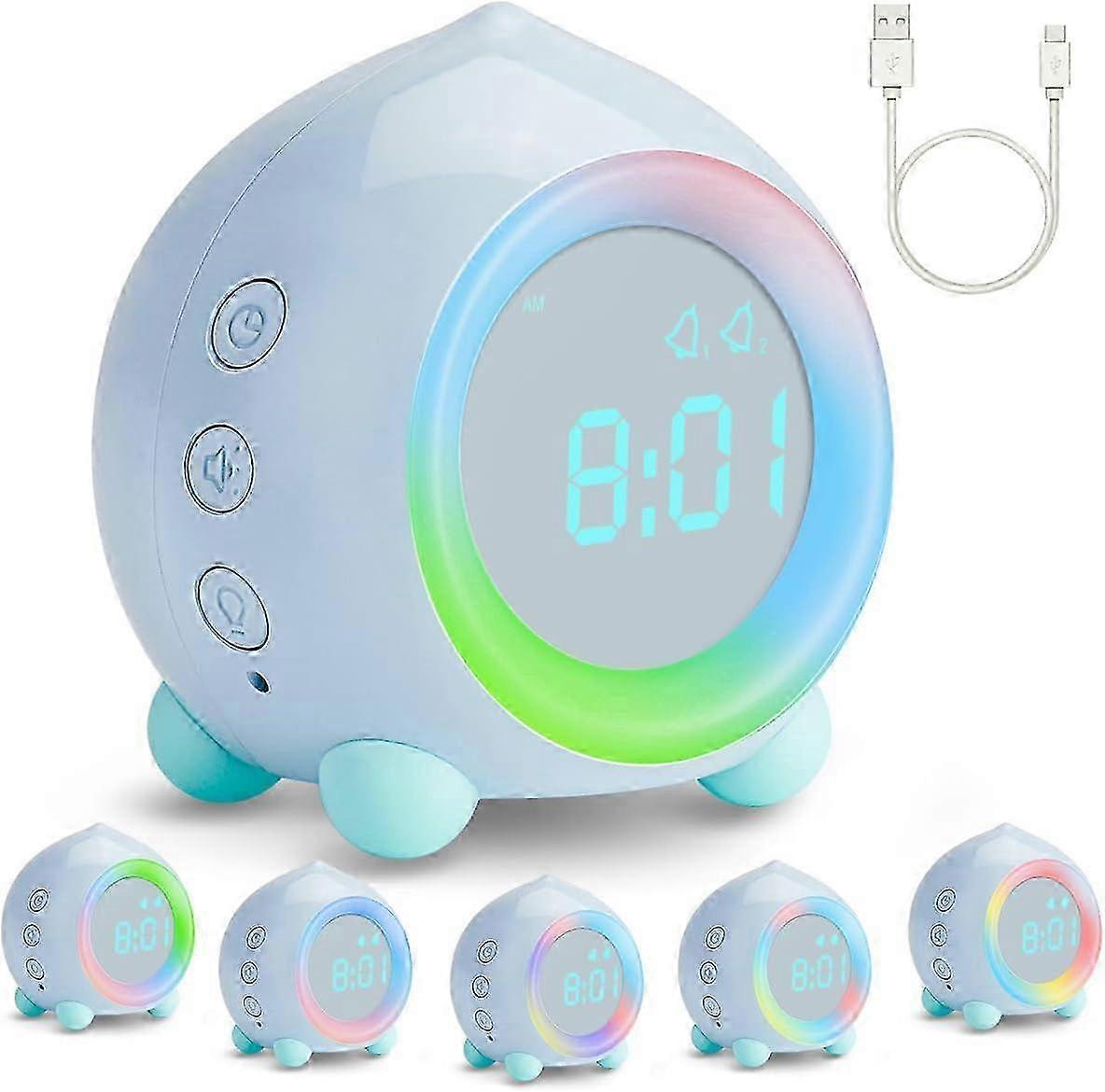 Digital Silent LED Alarm Clock for Kids with Countdown Timer in Peach and Blue Colors