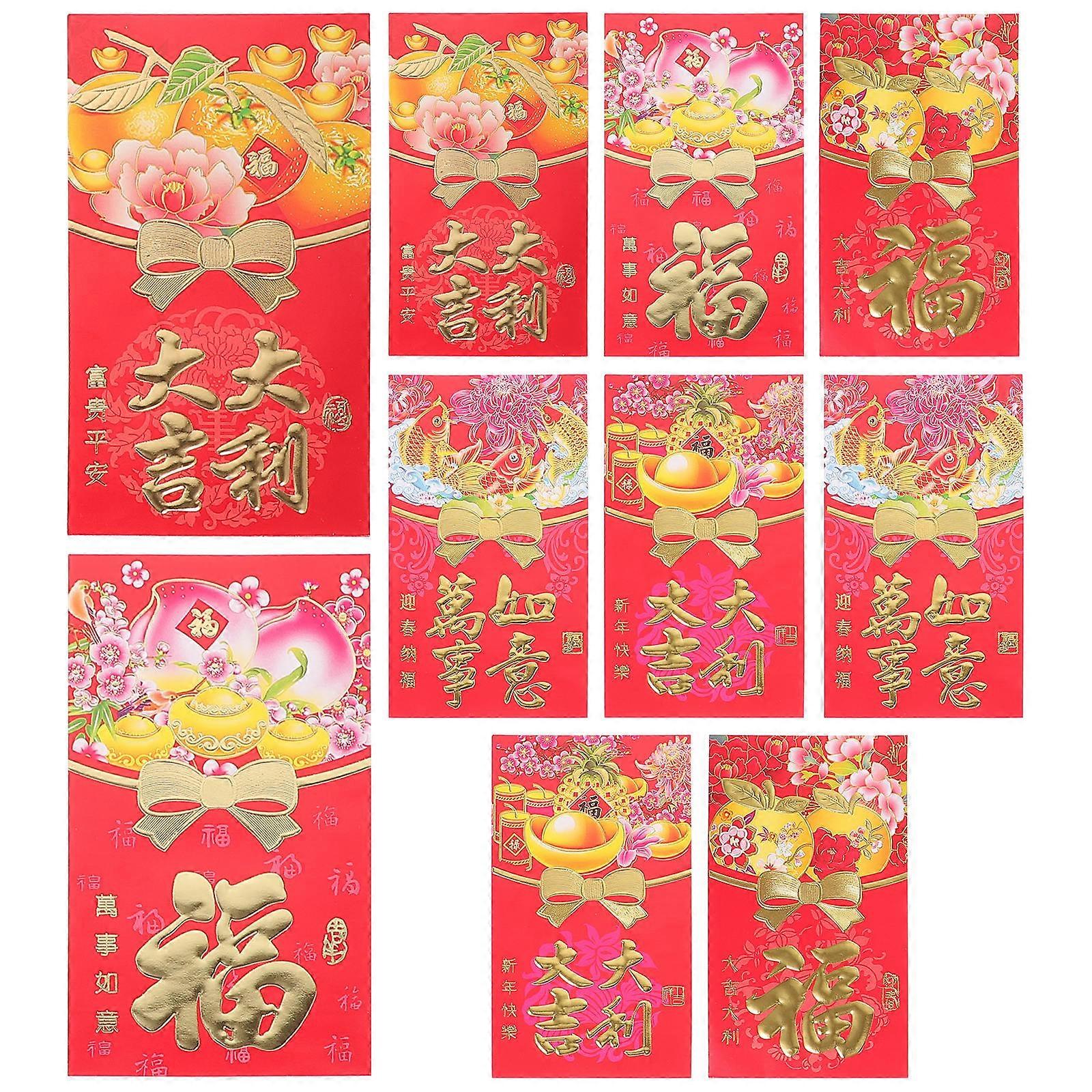 Red Lucky Money Envelopes The Year of Dragon Design for New Year Celebration Red Paper Gift Container 50Set