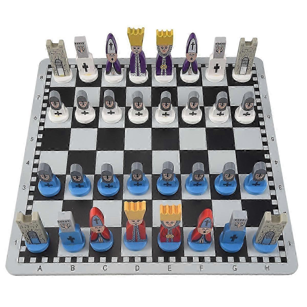 Improved Title: Wooden Chess for Kids - Cartoon Style Toy Chess with Quality Craftsmanship