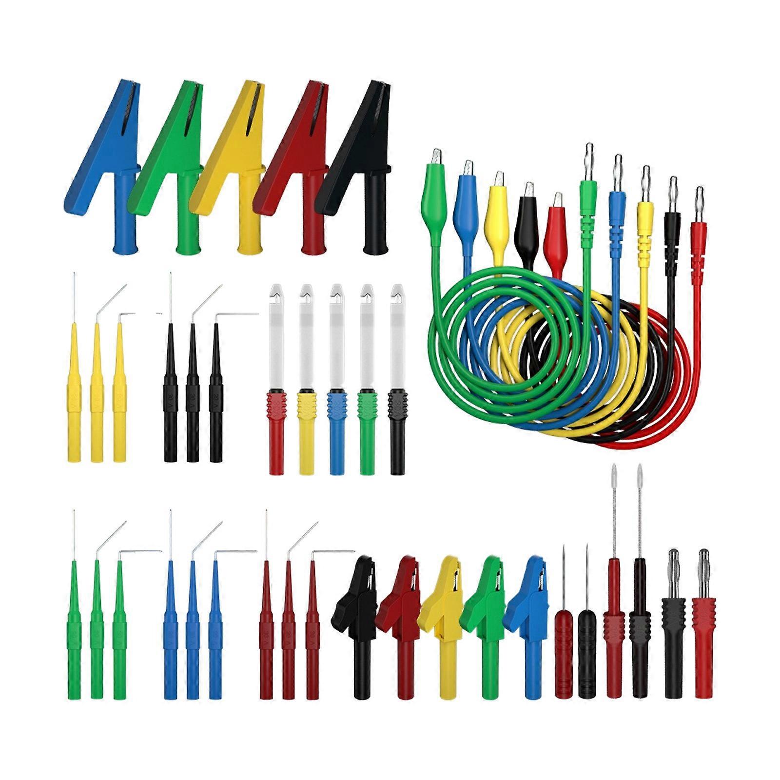 Heavy Duty 41pc Test Leads Accessory Set Alligators Clip Not Piercing Probes Universal Electrical Applications Multicolor