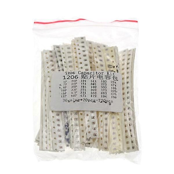 1206 SMD Resistor Kit 1206 0603 0805 SMD Chip Fixed Capacitor Kit 36 Values 20pcs =720pcs Chip Resistor Mixed Samples