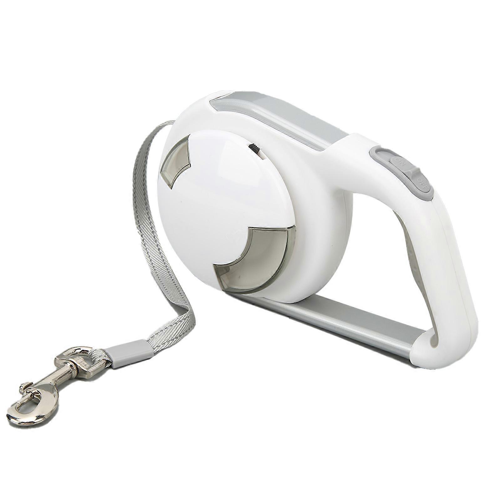 16.4ft White Retractable Dog Leash Lightweight with Light for Pets