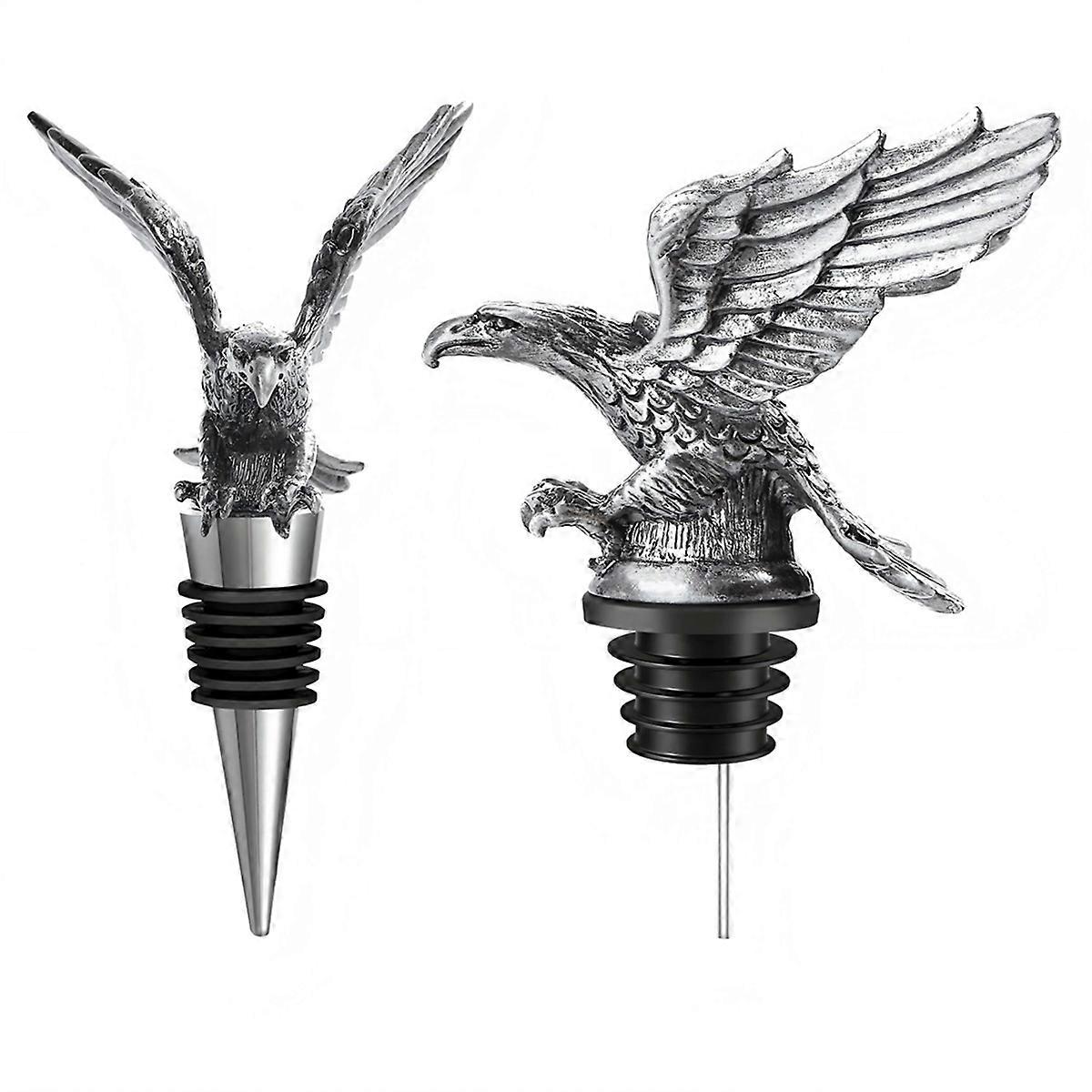 2-in-1 Set, 1x Wine Pourer / Liquor Pourer, Metal Wine Stopper/Bottle Stopper with Silicone Seal, Reusable Wine Keeper