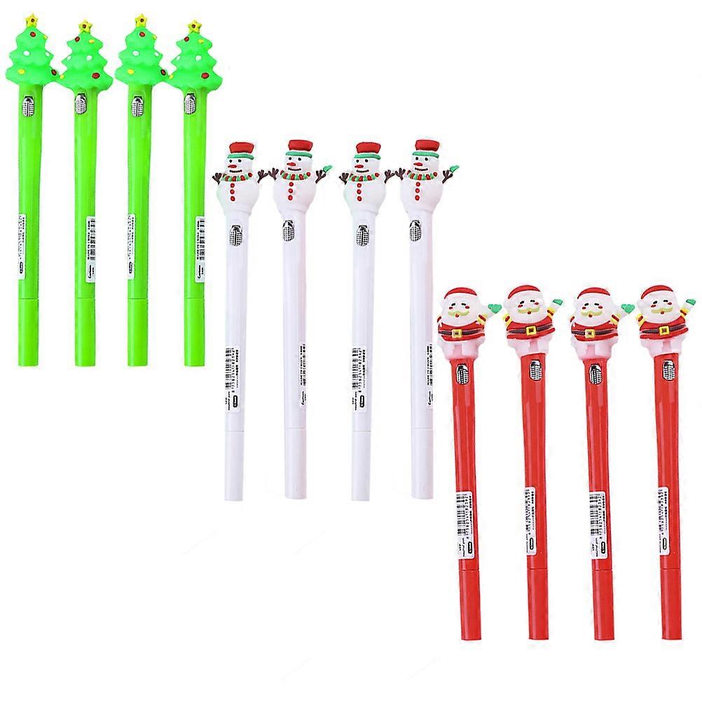 12 Pcs Luminous Christmas Gel Pen Set 1 Set For School And Office Use Crafted For Children With A Fun Cylindrical Shape