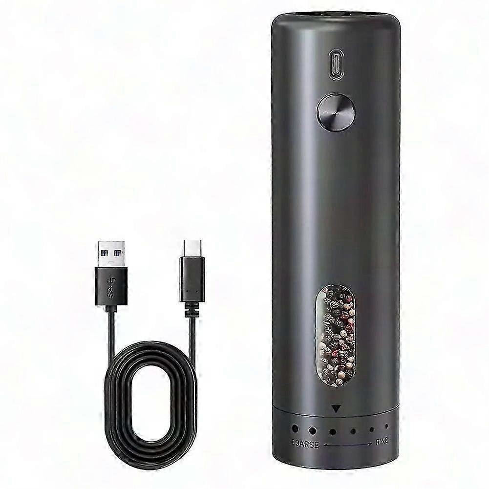 Electric Pepper Grinder & Salt Mill with Adjustable Coarseness, LED Light, One-Hand Automatic Operation