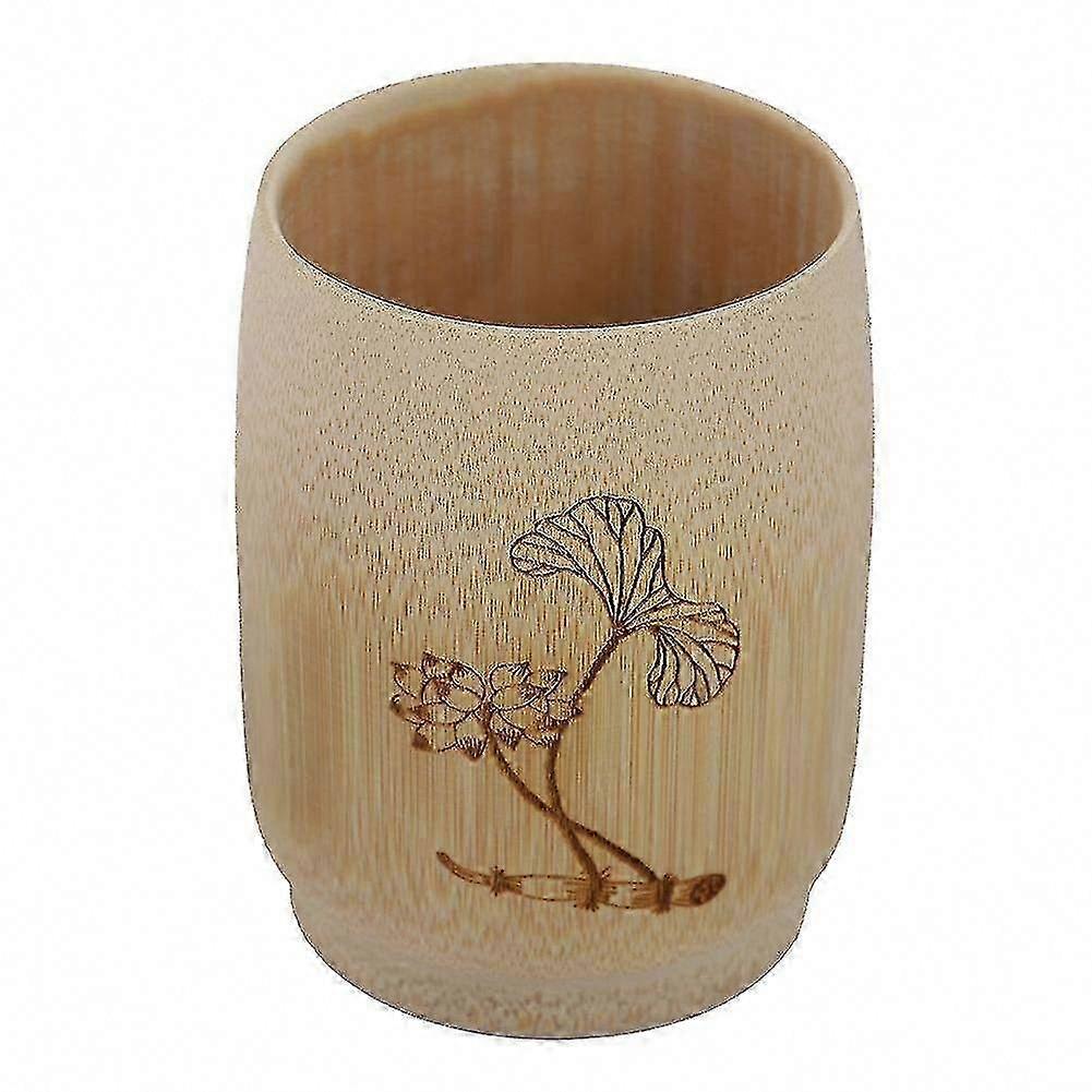 Eco-Friendly Natural Bamboo Round Cup with Bamboo Charcoal for Wine & Tea, Lotus Bottom Design