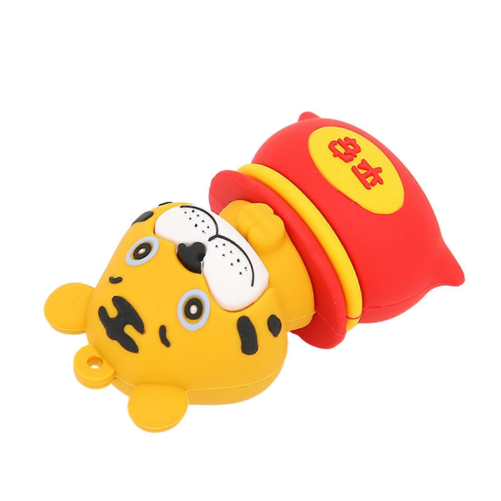 Cartoon Tiger USB 2.0 Flash Drive 128GB Shockproof USB Disk