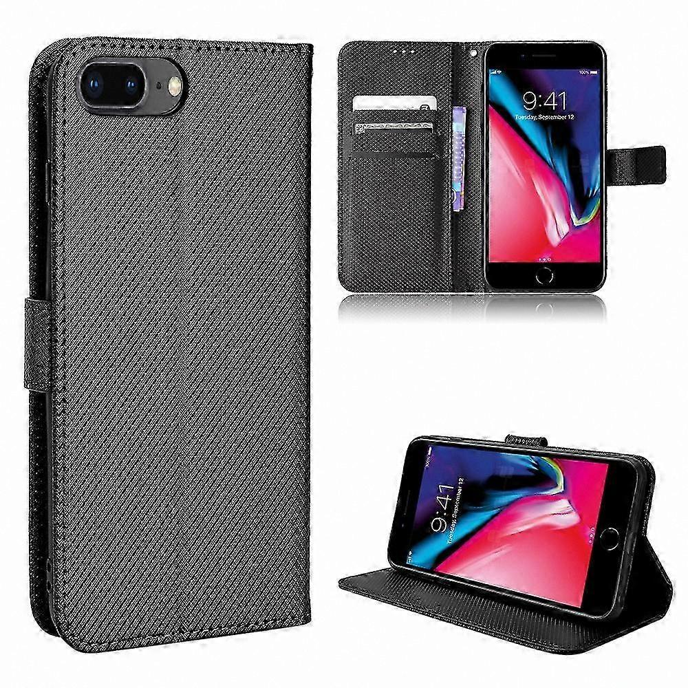 Magnetic Closure Wallet Case with Diamond Pattern for 8 Plus/7 Plus, PU Leather Cover with Card Slots