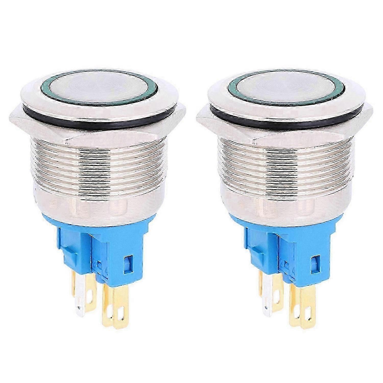2Pcs DC3-6V 22mm Ring Self Locking 6 Pin Push Button Switch Replacement