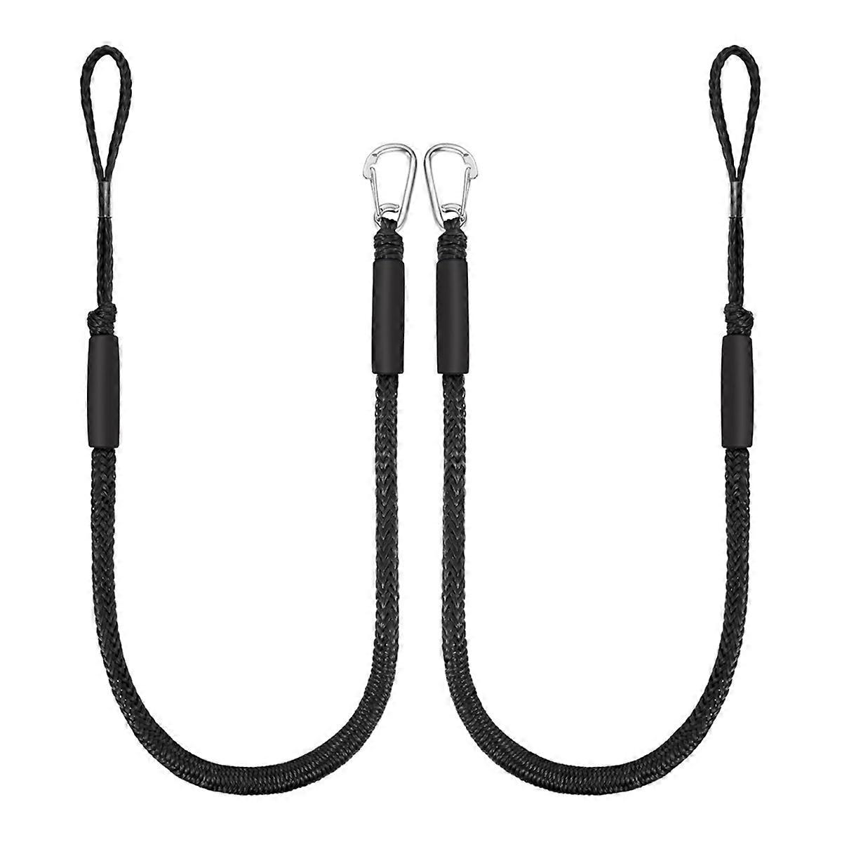 2PCS 4 Feet Bungee Dock Lines for Boats, Heavy Duty Mooring Rope with Stainless Steel Clip for Jet Ski, Pontoon