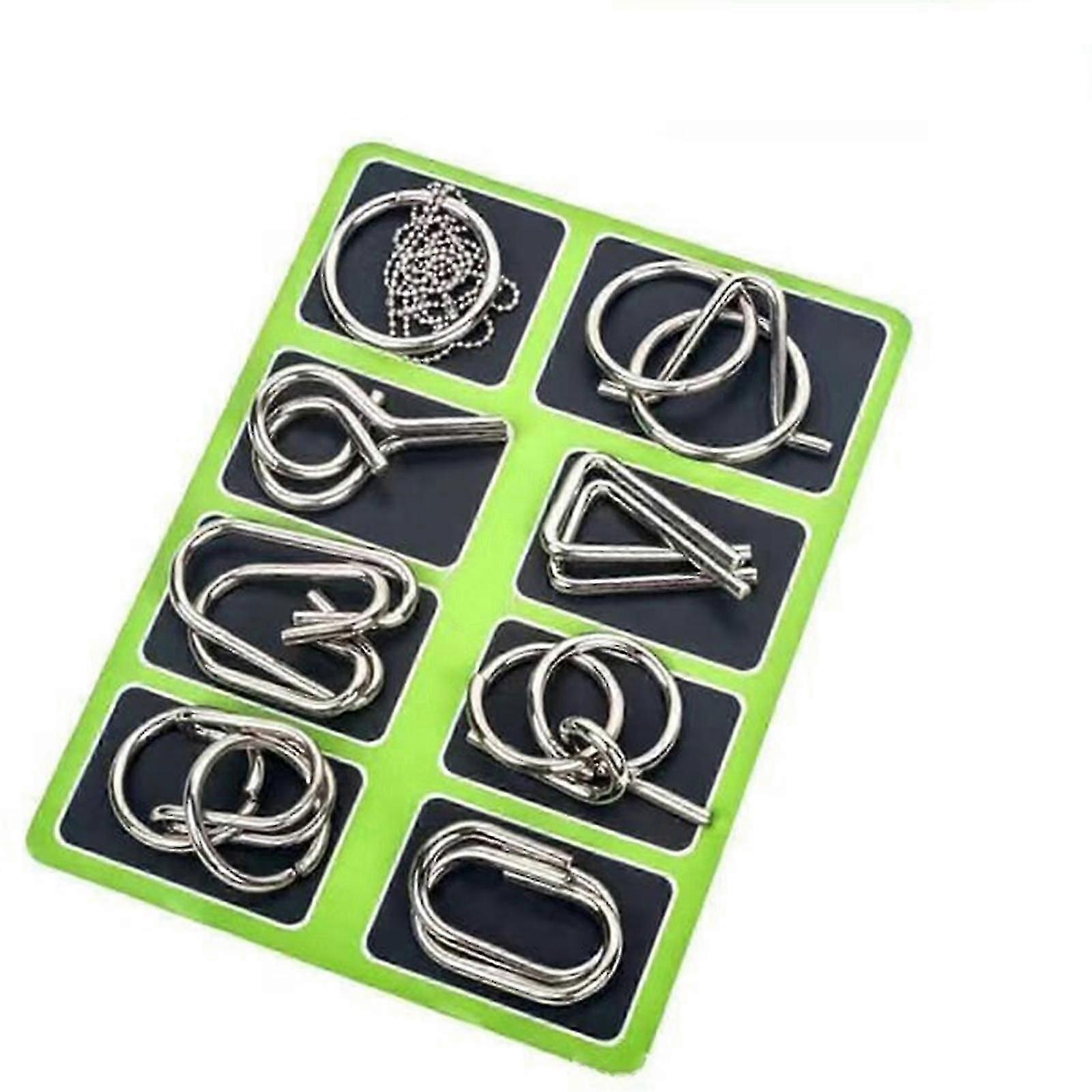 Metal Wire Puzzle Set of 8 Brain Teaser IQ Test Disentanglemen Iron Link Unlock Interlock Game Chinese Ring Magical Trick Toy