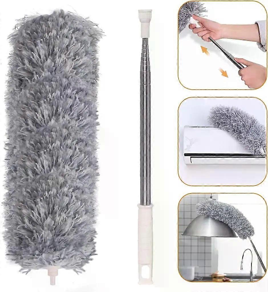 Feather duster telescopic microfiber duster dust broom with bendable corner brush and stai