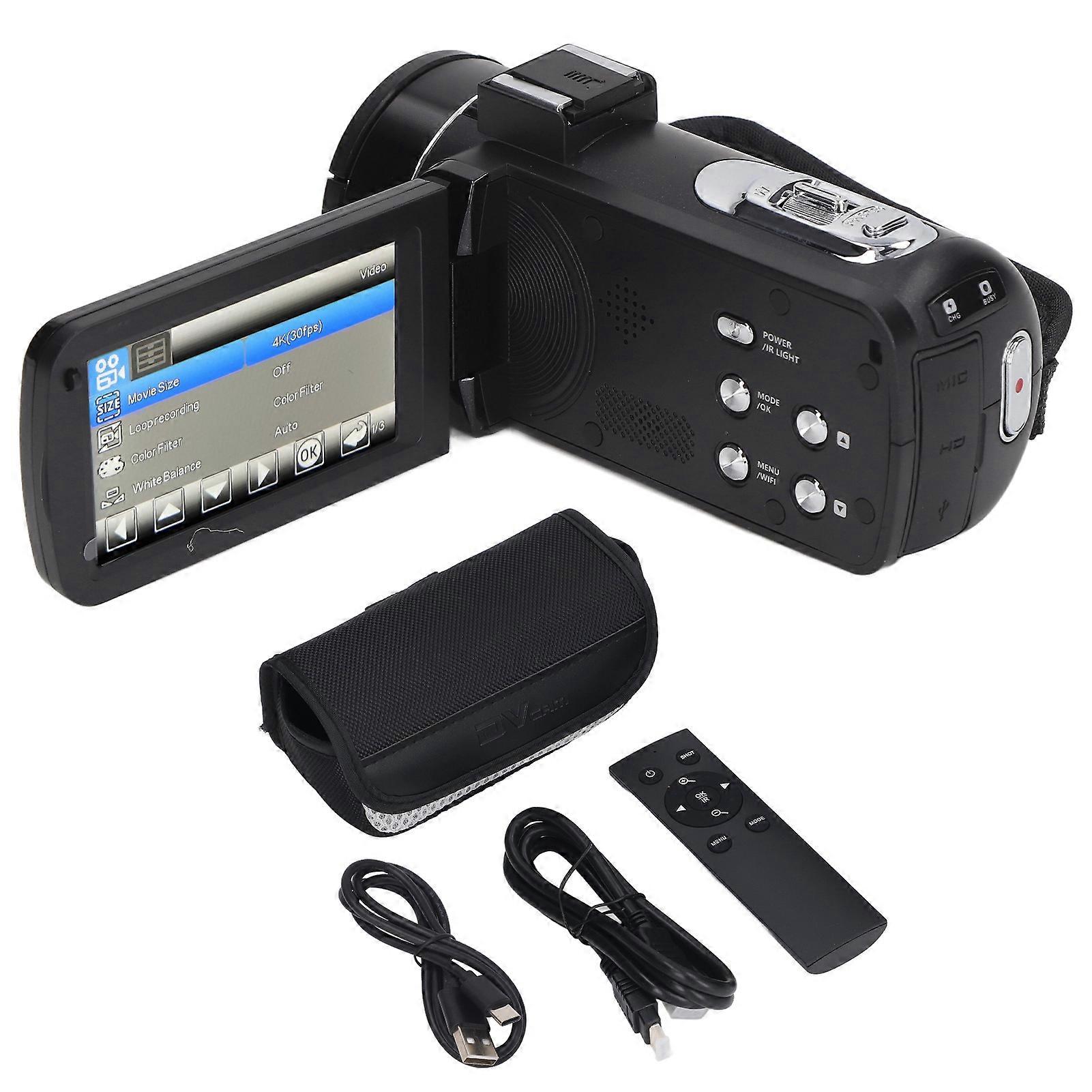 Caméra vidéo 4K, zoom numérique 18x, enregistreur vidéo 56 MP, écran tactile 3 pouces, caméras Vlog WiFi avec télécommande