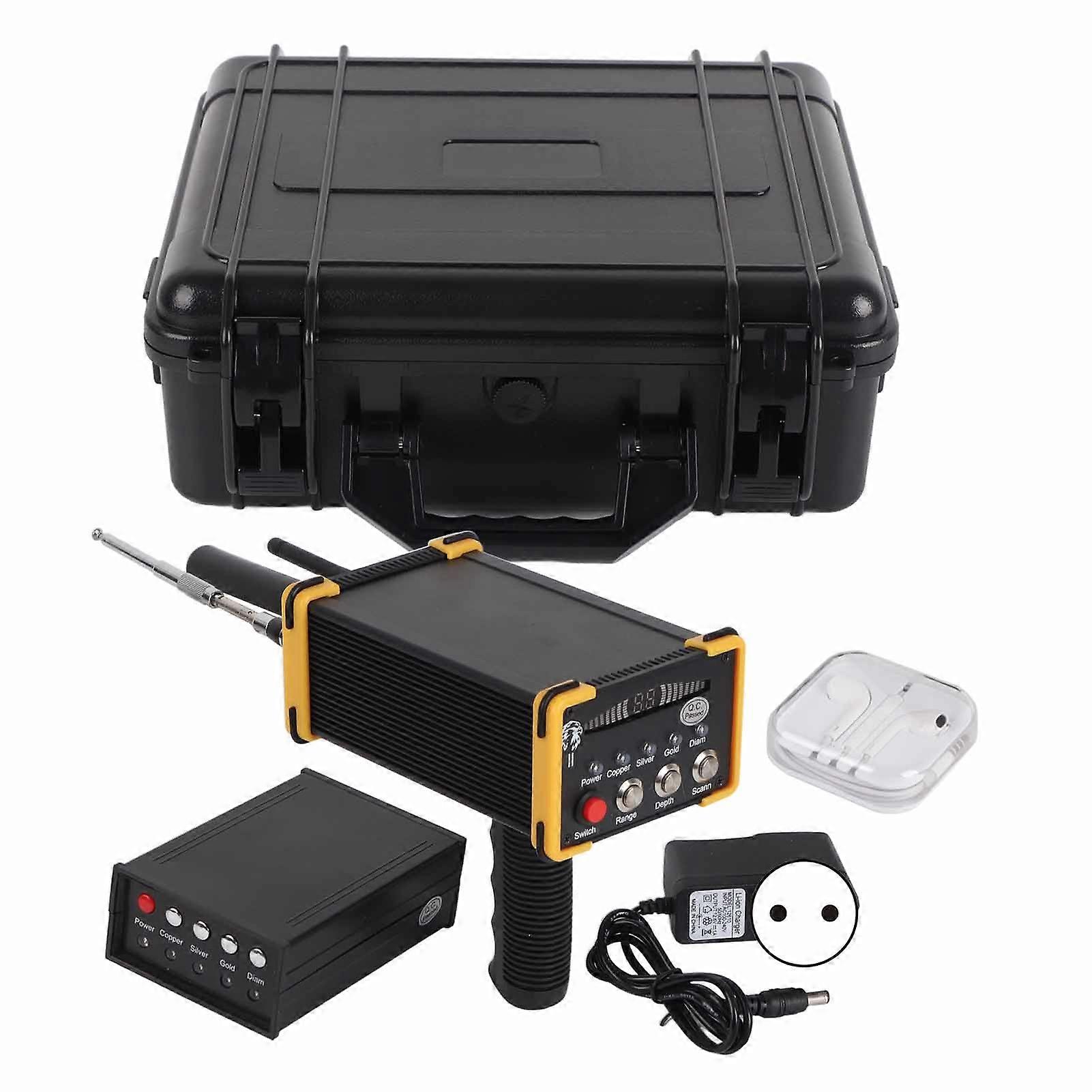 Détecteur de métaux portable haute précision, portée de 1000 m, jaune, prise UE 100-240 V