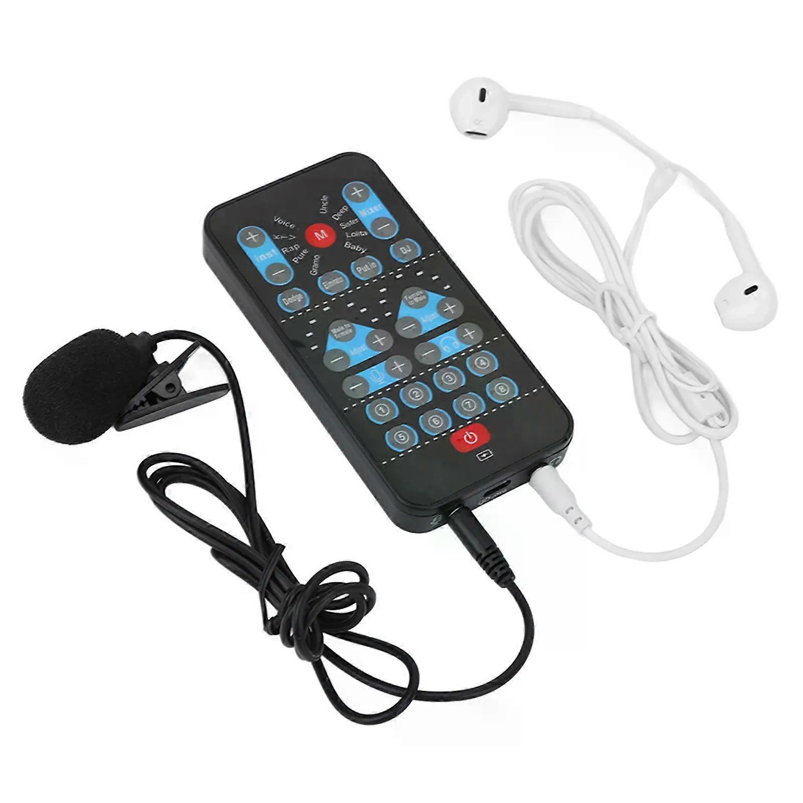 Mini Voice Changer Card 8 Sound Effects Support Multi Languages Beautification Handheld Sound Card for Mobile Phone Computer