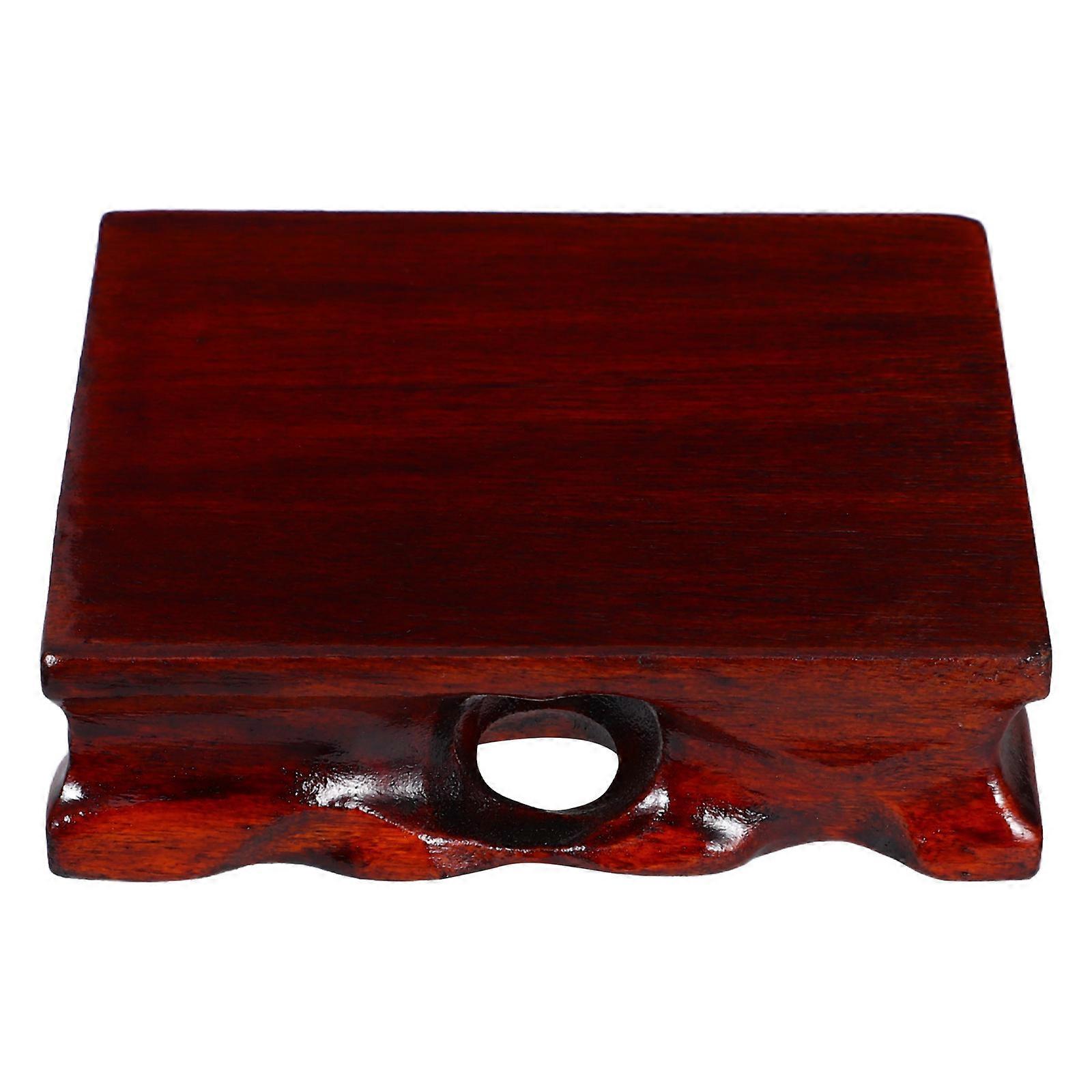 Root Carved Solid Wood Planter Stand for Vase Display Square Pedestal